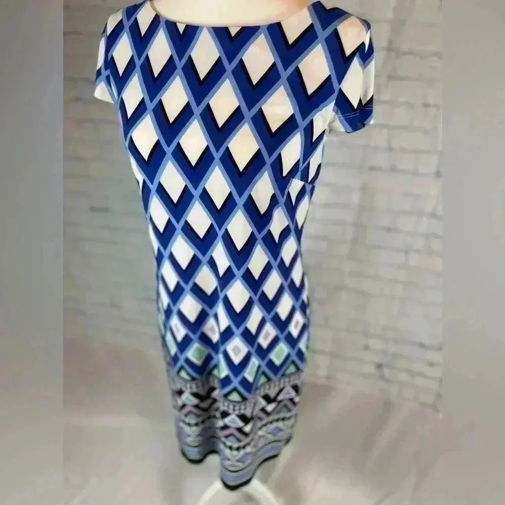 New NWT Jessica Howard Women's Size S MISSY Dress Blue Purple White‎ Diamond - Picture 3 of 12